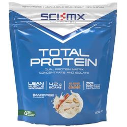 SCI-MX Total Protein - Concentrate & Isolate Protein Powder - Lean Muscle Development - Banoffee • No Added Sugar • 4.2g BCAAs + 22g Protein per Serving • 900g