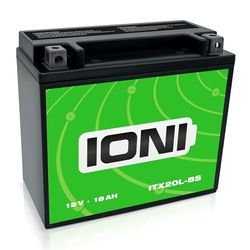 IONI ITX20L-BS 12V 18Ah Batería AGM compatible con YTX20L-BS / GHD20HL-BS sellada/sin mantenimiento Batería de moto