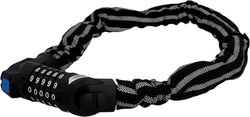 FISCHER 85865 fietsslot met reflecterende strepen, kettingslot, 80 cm, cijferslot met 5-voudige cijfer-roller voor 100 combinaties, verlichte roller