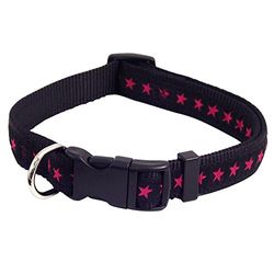 WAG'N'WALK Walk-Time Hot Pink Star Adjustable Dog Collar (Medium)