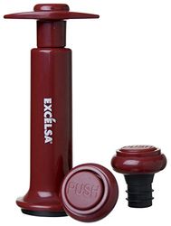 Excelsa Enoteque Pompe à vide à vide, rouge, avec 2 bouchons réutilisables