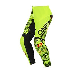 O'NEAL | Motocross Pants | Kids | Enduro MX | Stretch Inserts, Fully Lined, Rubber Pads for Added Protection | Element Youth Pants Attack V.23 | Neon Yellow Black | 28 (16/18)