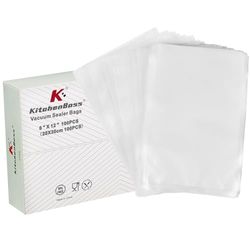 KitchenBoss Buste Sottovuoto Alimenti Sacchetti-Sottovuoto-Alimenti: 100 Buste 20x30m Sacchetto Sottovuoto,Sacchetti Sous Vide Ccottura,per Macchina Sottovuoto,Buste Goffrate