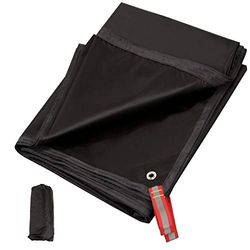 REDCAMP Ultralekka plandeka namiotowa, wodoodporna plandeka kempingowa PU 2000 ze sznurkiem, torba do przenoszenia, na kemping, wędrówki, 140 x 221 cm, czarna