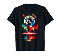 Colorido ciervo rojo espíritu animal fresco ilustración arte Camiseta