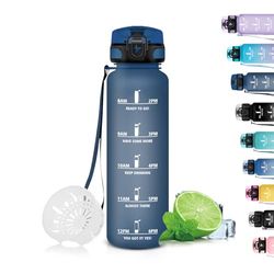 Grsta Drinkfles voor kinderen, gemakkelijk mee te nemen, 0,5 liter waterfles met tijdschaal, waterfles met filter zonder lekkage, motiverende waterfles voor school, camping, kantoor