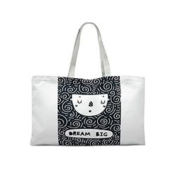 Bonamaison Printed Tote Bag, Reusable Grocery Bag, Shopping Bag, Machine Washable, Foldable, Canvas Cloth Bag with Handles, 47x42 Cm