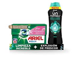 Ariel Pods All-in-One, Detergente Lavadora Liquido en Capsulas, 30 Lavados, Jabon Mas Frescor Sensaciones + Lenor Unstoppables Fresh Perlas Impulsoras De Fragancia 570g