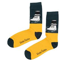 MOOMIN BY NORDICBUDDIES Unisex Moominpappa swimming Men's Moomin Socks herrstrumpor, Honung Mustard and Navy, 40-45 EU