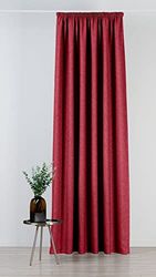 Mendola Interior Madras Curtain Natural Linen Tape, Bordeaux 140 x 260 cm