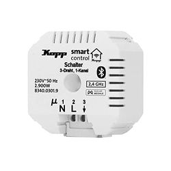 Kopp Smart-Control 834003019 - Attuatore di commutazione, 1 canale, 3 fili, tecnologia Smart Home Mesh, Amazon Alexa, Apple Home Kit, Google Home, 834003019