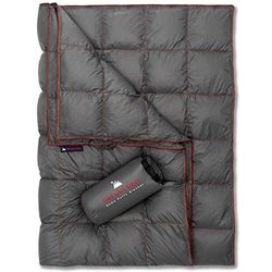 Get Out Gear Couverture de Camping en Duvet – Couverture d'extérieur légère et Pliable en Duvet 650 – Couverture compacte, imperméable et Chaude pour Camping, randonnée, Voyage, hamac