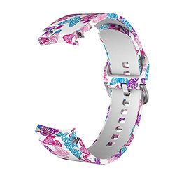 System-S Pulsera flexible de silicona de 20 mm para Samsung Galaxy Watch 4, diseño de mariposas, Blanco, rosa, azul., Eine Grösse, Clásico