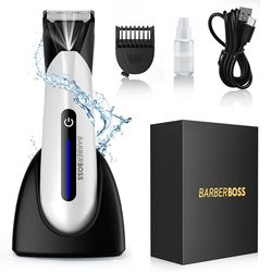 BarberBoss Body Groomer for Men, Groin, Pubic & Ball Hair Trimmer | Waterproof Body Shaver, Cordless & Rechargeable, Ball Trimmer Men