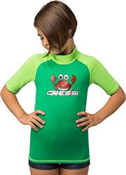 Cressi Rash Guard Short Jr, Maglia Protettiva in Tessuto Elastico con Protezione Solare UV (UPF) 50+ Bambini, Verde (Kelly/Kiwi), 9/10 140 cm