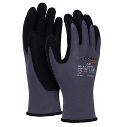DONAU SAFETY Flex handskar arbetshandskar/storlek 10/XL, 1 par/grå/svart/mekaniker monteringshandskar/nitril belagd lätt oljebeständig, nylon skyddshandskar för arbete bil lager