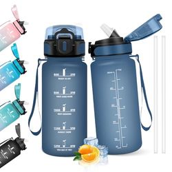 HoneyHolly Drinkfles 500 ml, BPA-vrij en lekvrij, drinkfles met rietje, herbruikbare drinkfles voor de basisschool, motiverende drinkfles voor school, fitnessstudio, kantoor, hardlopen