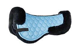 HKM SPORTS EQUIPMENT Echt-Lammfell-Sattelkissen Sillín y Brida, Unisex Adulto, Azul/Azul Marino, Talla única