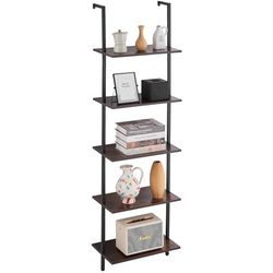 VEVOR Estantería de Pared de Madera Rústica Flotante de 5 Niveles, 44 x 30 cm, Estilo Industrial, con Forma de Tubo Cuadrado, para Exhibir Libros, para Cocina, Baño y Sala de Estar, Color Negro