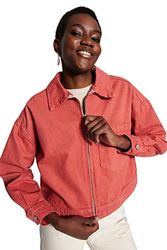 Trendyol Chaqueta Oversize Lisa con Cuello de Solapa Abrigo, Rosa Polvoriento, M para Mujer