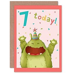 Wee Blue Coo Wee Wild Monsters Birthday Rae 7 Today Sealed Greeting Card Plus Envelope Blank inside
