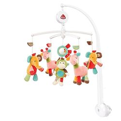 Fehn Muziekdoosje, baby, slaaphulp, met melodie "Goeden avond, goeden nacht" van Johannes Brahms, muziekspeelgoed met schattige dieren, accessoire voor babybedje, voor baby's van 0-5 maanden, safari