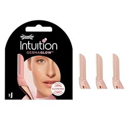 WILKINSON SWORD - Intuition Dermaglow For Women | Facial Hair Remover and Exfoliating Dermaplanning tool | Pack of 3 Blade Refills