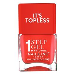 Nails Inc Topless Jennifer (rouge corail) – Vernis gel sans UV – Manucure en 1 étape jusqu’à 8 jours de tenue – Séchage rapide, végan & 21-free – Pour enfants & adultes – sans base ni top coat