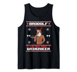 Brodolf The Red Nose Gainzdeer Gym Ugly Christmas Sweater Canotta