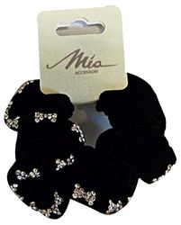 Glooke Selected Set 6 fermacoda f6863 Velluto Nero con Strass Prodotti per Capelli, Multicolore, Singolo