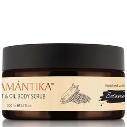 SEAMANTIKA - Exfoliating Body Scrub with Salt & Sesame Oil - Hydrating & Nourishing - Suitable for All Skin Types - Free from Parabens, Sulfates, Silicones, Mineral Oils - 200 ml