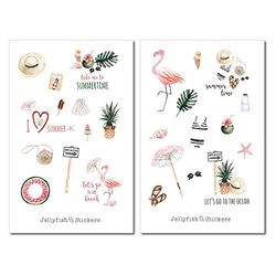 Set di adesivi per la spiaggia estiva | Sticker | Adesivo per il diario | Adesivo per il planner | Adesivo fenicottero | Adesivo vacanza | Adesivo mare