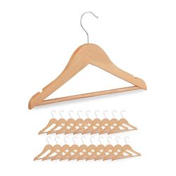 Relaxdays Cintres pour Enfants, Lot de 20 pièces, en Bois, Crochet pivotant, entretoise & encoches, Nature