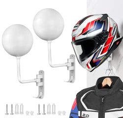 SNAGMO - Soporte de pared para casco de motocicleta de 180°, soporte de metal giratorio con 2 ganchos para abrigos de bicicleta, gorras, béisbol, rugby (2 piezas)