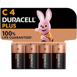 Duracell Plus C-batterijen (4 stuks) - 1,5V-alkaline batterijen - 100% levensduurgarantie - Betrouwbaar voor dagelijks gebruikte apparaten - 0% plastic verpakking - 10 jaar te bewaren - MN1400,