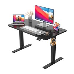 JUMMICO Height Adjustable Desk Electric Standing Desk Electric Desk Height Adjustable with Memory Function 100 x 60 cm, 40 inch, Black