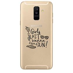 Zokko Beschermhoes voor Samsung A6 Plus 2018 Girls Just Wanna Have Sun – zacht transparant inkt zwart