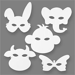 Animal Masks, H: 13-24 cm, 16 asstd, 230 g