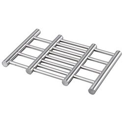 axentia 116618 Soucoupe à Pot de, Extensible Poêle Soucoupe, Acier Inoxydable, Argent, 22 x 20 x 2 cm