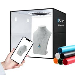 PULUZ Lichtbak Fotografie, 12''/30cm Draagbare Fotostudio Lightbox Kleine Schieten Tent Booth Kit met 120 LED Verlichting Dimbaar & Reflector Board & 6 PVC Achtergronden