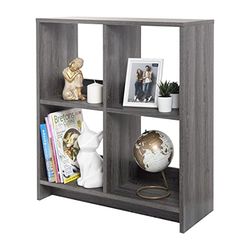 Iris Ohyama, Kubus boekenkast / Open houten plank / Kast met 4 planken , Eenvoudige montage, modulair, Kantoor, woonkamer, school - Wood Open Shelf - WOS-4 - Grijs Eiken
