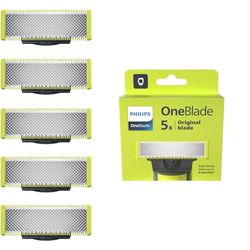 Philips OneBlade lame di ricambio originali per OneBlade, in acciaio inossidabile resistente, per radere, regolare e rifinire, confezione da 5 lame, modello QP250/50