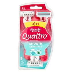 Wilkinson Sword - Quattro For Women Sensitive - Rasoirs jetables féminins - Pack de 3