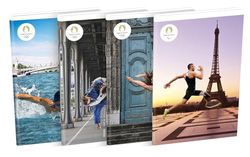 Paris 2024 10 stuks sportnotitieboeken, 9 x 14 cm, gelinieerd, 6 mm, 60 pagina's, geniet, kaartomslag, gelakt, verschillende kleuren