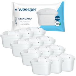 Wessper Filtro Acqua per Caraffa Filtrante, Compatibili con le Brita Maxtra +, Cartuccia Filtrante con Carbone Attivo e Resina a Scambio Ionico, Cartucce Filtri - 12 Pezzi