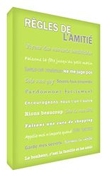 Feel Good Art Règles de l'Amitié Toile sur Cadre Mural de Style Moderne/Typographique Vert Citron 40 x 60 cm