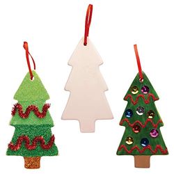 Baker Ross AW986 Christmas Tree Decorations-Pack of 5, Make Your Own Festive Ornament for Kids Painting, Arts and Crafts, Brown, One Size