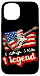 6 Strings 3 Kids 1 Legend USA Flag Guitar Music Fathers Day Case for iPhone 14