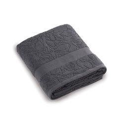 Pure Cotton - Serviette - Tissu Eponge en Coton Peigné - Doux au Toucher - Standard 100 par Oeko-TEX - Lavable à 40°C (100 x 150 cm, Gris Foncé)
