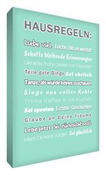 Little Helper El pequeño ayudante HR128-03G Feel Good Arte decoración de la pared de la lona en el estilo tipográfico moderno normas de la casa, 30 x 20 cm, verde menta